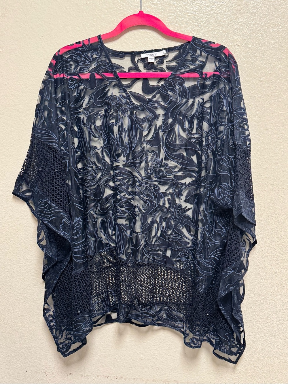 Chico's Navy abstract poncho